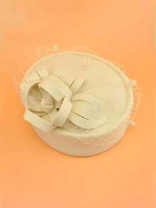 1 pieza Sombrero elegante estilo palacio vintage bohemio de unicolor para mujer, apto para uso diario y actividades, en estilo coreano, de azafata, británico, con moño, de malla, encaje, fieltro de lana, para primavera/verano - MM1413 - Ver 19