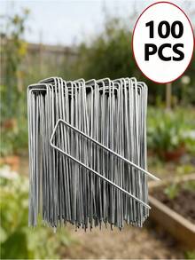 25/50/100 unidades de estacas de fixação para paisagismo, reforçadas e resistentes à ferrugem, em formato de U - Adequadas para camping, capina, grama artificial e telas - Estacas duráveis, suporte robusto, específicas para camping. - A - Ver 16