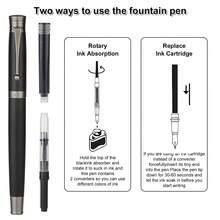 1 set de bolígrafo estilo empresarial - Incluye 2 tamaños diferentes de plumillas y 18 cartuchos de tinta, 1 convertidor de tinta, apropiado para que los principiantes practiquen caligrafía, escritura, escribir cartas, firmas - Juego completo y fácil de aprender - Negro - Ver 4