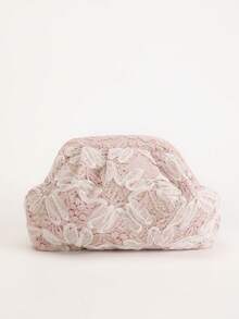 1 Stück elegante rosa Spitzen-Clutch für Frauen, bestickter Blumen-Abendtasche, Braut-Hochzeits-Clutch geeignet für Party, Urlaub, täglichen Gebrauch, ideales Geschenk zum Valentinstag & Muttertag - Pink - Übersicht 9