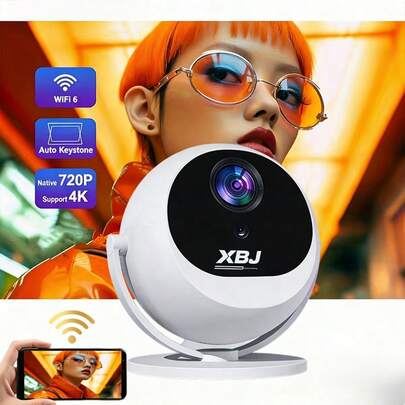 XBJ HD 1080P Mini 4K Projector Android 12.0 Dual WiFi 6 Bluetooth 6.0 Portable Movie Projector With Auto Keystone Manual Focus For Home Cinema Office Presentation Garden Camping Mother's Day Gift