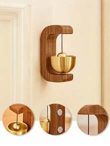 Wireless Wooden Wind Chime Magnetic Doorbell Walnut Wood Doorbell Two Installation Methods - Magnetic Or Adhesive Suitable For Commercial Entrance Home Entrance Living Room Bedroom Entrance Room Decor Home Decor Party Supplies - Multicolor - View 2