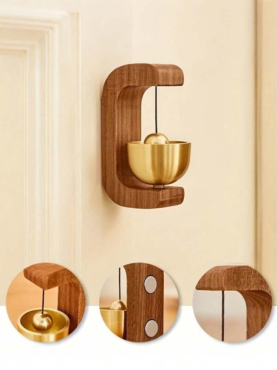 Wireless Wooden Wind Chime Magnetic Doorbell Walnut Wood Doorbell Two Installation Methods - Magnetic Or Adhesive Suitable For Commercial Entrance Home Entrance Living Room Bedroom Entrance Room Decor Home Decor Party Supplies