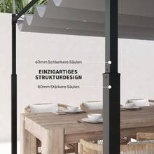 Pergola Approx. 3x3 M, Freestanding Patio Cover With Sliding Roof, Magnetic Pad, 8 Cm Column, UV-Resistant - Grey - View 5