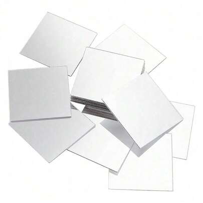 100pcs/Box Mini Mirror Tile, 2 Inch Acrylic Square Mirror, Adhesive Small Square Mirror Mosaic Tile, Craft Mirror Tile For DIY Crafts, Home Wall Table Kitchen Bathroom Decoration Supplies
