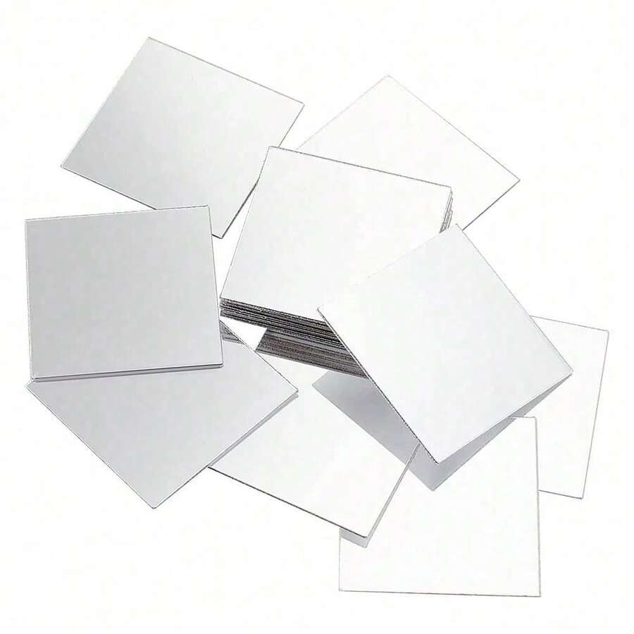 100 pièces/boîte Mini carrelage miroir, miroir carré acrylique de 2 pouces, carrelage miroir carré adhésif petit, carrelage miroir artisanal pour artisanat DIY, décoration murale de maison, table, cuisine, salle de bain - petit carré en acrylique - Voir 1