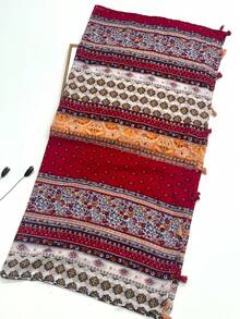 1pc Printed Scarf, New Women's Silk Scarf, Fashionable Versatile Shawl, Sunscreen Beach Wrap, Spring/Summer,Accessories,Travel Essential - Red - View 6
