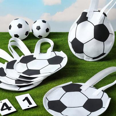 10/3个装足球造型无纺布手提袋，黑白卡通图案装饰，创意世界杯主题可重复使用无纺布手提袋，礼品包装袋，糖果零食装饰袋，足球主题派对礼品袋，适用于2026年派对装饰，礼品包装用品，无纺布手提袋