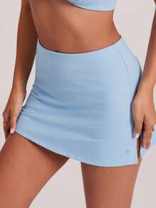VUTRU Falda deportiva de cintura alta y ajustada con bolsillos incorporados, apta para tenis y golf - Azul cielo - Ver 5