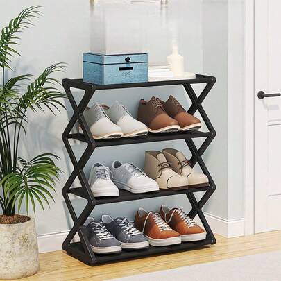 Estantería para zapatos de montaje sencillo en el hogar, estantería plegable de varias capas sin instalación, organizador de almacenamiento a prueba de polvo para la entrada