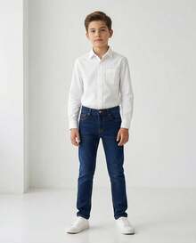 1-CALÇA PARA MENINO INFANTIL ESCOLA OU LAZER 8 AO 16 ANOS PROMOÇAO - Jeans escuro - Visão 3