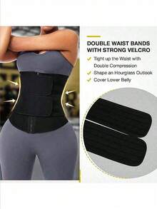 1 pièce de ceinture de sport pour femme, ceinture d'entraînement de la taille, ceinture de sauna abdominale, ceinture d'entraînement abdominale, ceinture de contrôle abdominal pour femme, ceinture de yoga et de course, cadeau pour les amis - Noir - Voir 6