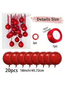 10 piezas de globos rojos de 18 pulgadas con cintas de poliéster rosa y papel protector, portátiles para decoración de habitaciones, decoración de fiestas, decoración de bodas, reuniones familiares, fiestas de cumpleaños, despedidas de soltero, compromisos, aniversarios, bodas, graduaciones, decoración del Día de la Madre - Rojo - Ver 10