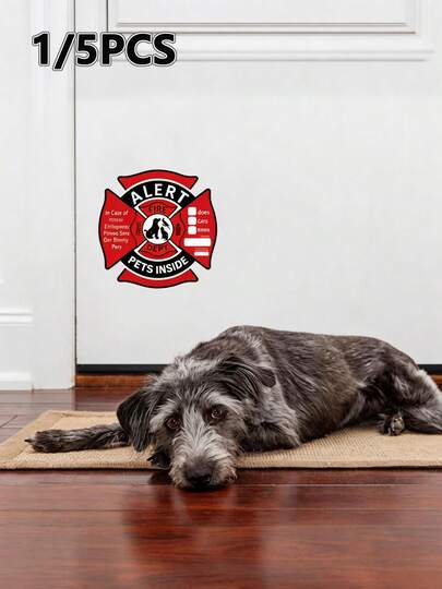 Brodark 1/5pcs Pet Inside, Pet Alert, Emergency Door Decal, Waterproof & Sunproof, Removable Static Window Sticker
