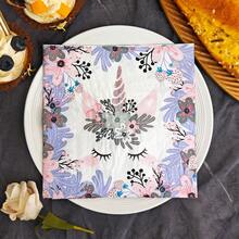IOOJA 20/50pcs 2-Ply Unfolded Size 33*33cm Unicorn Pattern Printed Party Napkins, Disposable Tissue Paper Suitable For Theme Parties, Essential For Company Events, Friend Gatherings - Multicolor - View 2