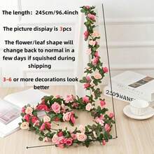 2 piezas de enredaderas artificiales de peonías, 90 flores, decoración del hogar de primavera, adecuado para boda, dormitorio, pared, arco de jardín, DIY, sin contenedor sin energía, plantas colgantes de plástico, perfecto para el Día de San Valentín, Pascua, Acción de Gracias, Día de la Madre - Rosa - Ver 6
