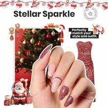 Beetles 6 Colors Glitter Nail Polish Set, Silver Pink Gold Red Brown Black Shades, Quick Air Dry, Natural Elegant Nail Lacquer, Manicure DIY Nail Art For Salon & Home, Gifts For Women - 6 Colors Stellar Sparkle - 查看 4