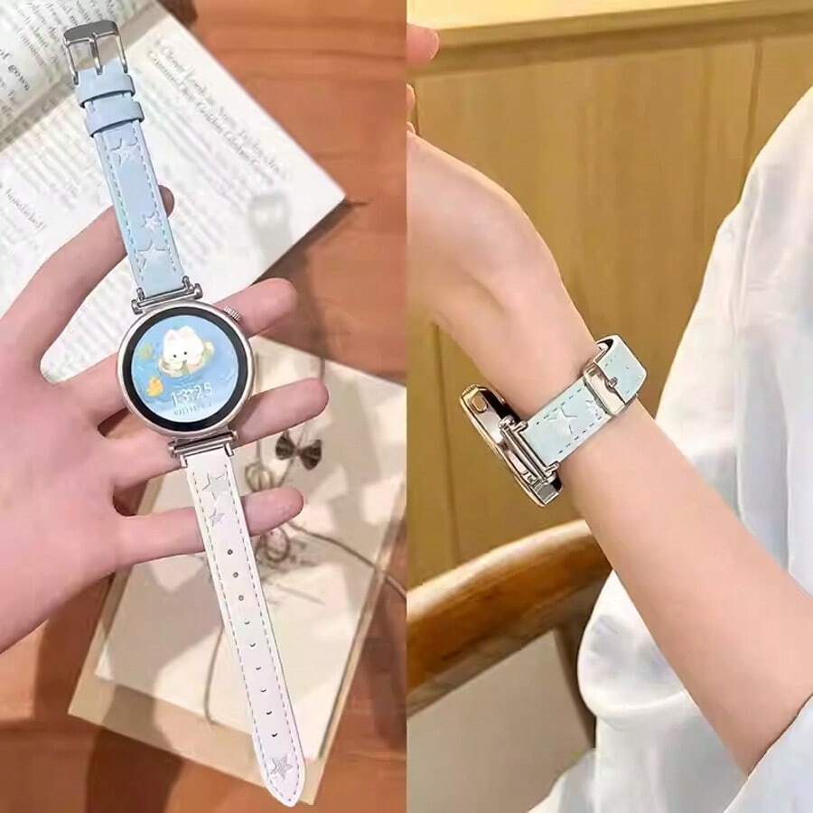 Dây đeo đồng hồ thông minh thanh lịch họa tiết bầu trời sao và thiên hà, kích thước 18mm, 20mm, 22mm, tương thích với Samsung Galaxy, thiết kế thời trang dành cho nữ.
