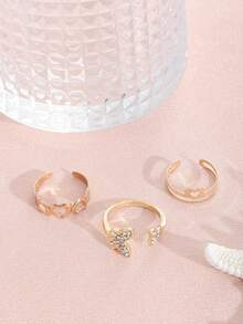 1 Bộ nhẫn đeo ngón chân hình bướm tối giản thời trang đính đá, hình trái tim, thích hợp cho nữ, đi nghỉ mát ở bãi biển, hẹn hò bên bờ biển, du lịch, đeo hàng ngày, làm quà tặng. - Vàng - Xem 3