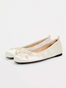 2026 Spring/Summer New Arrival Women Shoes, Bow Decor Ballet Flats - White - View 7