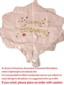 6个/套粉色数字和领结派对气球，搭配雏菊、“生日快乐”和星星铝箔气球，适用于生日派对、庆祝活动、周年纪念、节日、背景装饰、户外派对装饰、拍照道具、婴儿派对。 - 彩色 - 查看 3