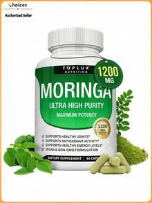 Moringa Capsules 1200mg |   Moringa Oleifera Leaf Superfood Supplement |   Antioxidant Green Superfood For Daily Wellness & Immune Support |   Vegan Non-GMO |   90 Capsules - 1 bottle - 查看 10