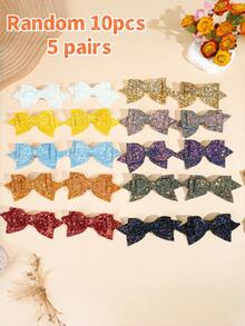 2/10pcs 3-Layer Shiny Hair Clips, Includes Bow Hair Clips, Top Clips, Princess Style Hair Flowers, Bangs Clips - Multicolor - View 11