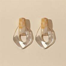 French-Style Vintage Resin Earrings, New  Fashion With An Elegant Design, Suitable For Women To Wear At Weddings And Parties - 棕色 - 查看 3