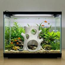 Decoración de cueva hueca impresa en 3D en PLA para acuario, casa de escondite para peces y camarones, adecuada para entornos de agua dulce y salada, diseño perforado único que proporciona un espacio cómodo para esconderse, descansar y criar para peces betta, peces pequeños y camarones, ayuda a reducir el estrés de los peces y crea un paisaje acuático natural y vívido - Acuario feliz - Ver 3