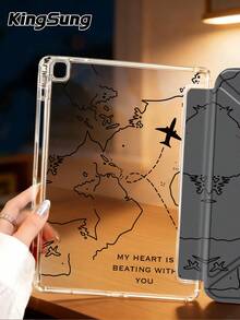 Kingsung 飞行路线图案平板电脑保护套，兼容 iPad Air 8 (M4) 11 英寸 2026、第 11 代 (A16) 11 英寸 2025、第 7/8/9 代，以及三星 Galaxy Tab A9 Plus 11 英寸 2023，支持 6 种支架模式和多角度调节，内置笔槽，透明后盖，防震，支持自动唤醒/睡眠功能。 - 彩色 - 查看 9
