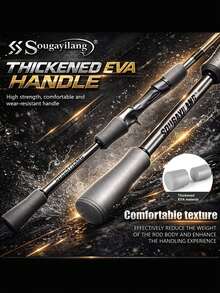 SOUGAYILANG 1.8m/5.9ft Ultralight Fishing Rod - Suitable For Freshwater And Saltwater Fishing Beginners, With EVA Handle And Ceramic Guides - Silver - View 11