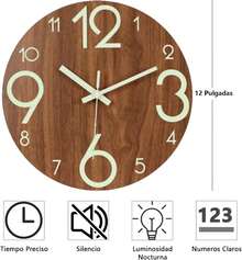 Reloj de Pared Luminoso de 12 Pulgadass, Reloj Pared Digital Silencioso, Números y Manecillas Funciones Luminosas, Adecuado para Sala Estar, Cocina (Grandes) - 1 - Ver 4