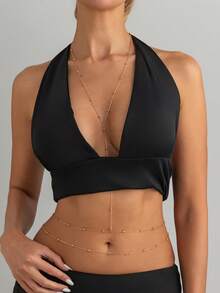 2件套几何铜珠链身体饰品，迷人海洋度假风，适合海滩、派对、休闲、情侣约会、女士节日百搭身体链礼物 - 身體鏈 - 查看 2