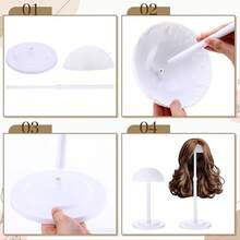可调节假发支架，配3件套假发梳，假发展示架，带梳齿梳和尖尾梳，适用于蕾丝前假发、接发和卷发的造型工具 - 查看 4