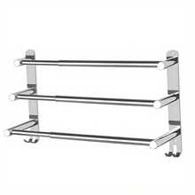 Extendable Towel Bar, No Drilling Adjustable Towel Rack, Bathroom Towel Organizer - Silver - View 3