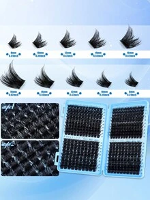 480/440/200PCS Lash Clusters DIY Lash Extension Kit Fluffy Wispy Dramatic Volume Beginner Friendly At Home Salon Look With Bond & Seal Kit Fluffy - Multicolor - View 12