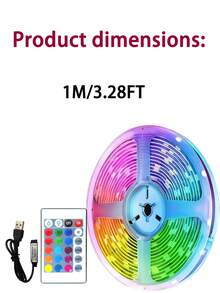 1 Set USB Powered LED Light Strip With 24-Key IR Remote Control, Adjustable Color Modes, Self-Adhesive Backing, Suitable For TV, Computer Screens, Festival, Bedroom, Home Decor,LED Strip 1-30 Meters, RGB Strip Dimmable, USB Connected Strip, Perfect For Indoor Decoration, Birthdays, Parties, Christmas, Thanksgiving - Multi-Color, Cuttable - Colored Light - View 14