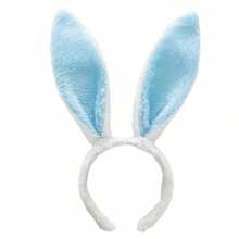 1pcs Cute Easter Bunny Ear Headband - 1pc Plush Hairband Rabbit Ear Hairband Party Costume Decorations Hair Accessories - Xanh Trắng - Xem 7