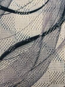 女士时尚渐变印花无袖镂空针织背心，V领休闲优雅针织吊带衫 - 灰色 - 查看 4