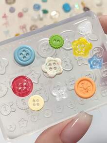 硅胶3D美甲模具，可爱造型，纽扣，蕾丝，蝴蝶浮雕，高透明度，易脱模美甲模具 - 無色 - 查看 10