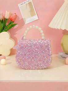 1pc Sequin Material Five-Pointed Star Fish Tail Adjustable Crossbody Bag/Handbag, Suitable For Outings, Holiday Gift - Pink - View 5
