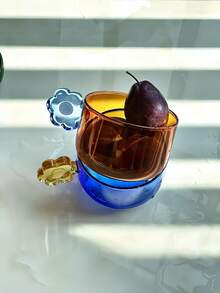 Taza con girasol, taza de vidrio floral hecha a mano, para capuchino, latte, té, bebidas frías y calientes, taza de vidrio borosilicato transparente de alta calidad con asa portátil - Multicolor - Ver 11