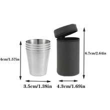 Mini Stainless Steel Outdoor Portable Drinking Cup Set With Leather Case, Small Size - Multicolor - View 10
