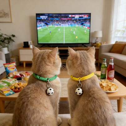 Cute Soccer Cat Collar With 3D Soccer Charm, Adjustable Safety Breakaway Collar, Suitable For Cats And Small Dogs, A Perfect Pet Gift For Soccer Fans
