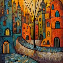 1 Set - Vibrant Town Cross Stitch Kit (No Frame), DIY Needlework Art Materials, 11CT Cross Stitch Decorative Painting, Creative Handmade Gift. Complete Home Decor Printed Cross Stitch Craft, Suitable For Home Decor Knitting Art. Frame Not Included - Bright and Beautiful Winding Alley Town - View 14