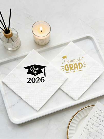 50pcs/Pack Congrats GRAD Napkins, Graduation Party Table Decor, Class Of 2026 YOU DID IT Graduation Decorative Napkins, Party Supplies,Party Supplies, Party Decorations, Gift Paper, Teacher Appreciation Gift, Graduation Cap, Graduation 2026, Paper Napkins
