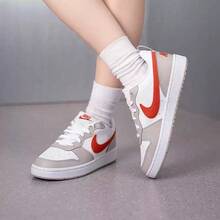 Nike COURT BOROUGH 青少年低帮运动鞋，减震休闲鞋 - 白色/褐色/紅色 - 查看 7