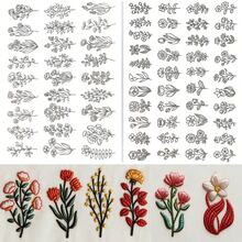 水溶性刺绣稳定剂，预印树叶和动物图案，手工缝纫刺绣稳定剂，适用于DIY缝纫、编织、手工艺项目，初学者刺绣图案模板 - A - 查看 18