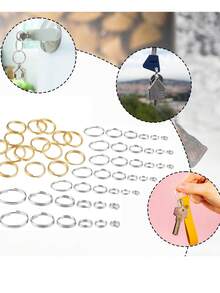 6 Size Gold And Sliver Jump Rings,Double Loops Round Split Small And Medium Key Chain Ring For Jewelry Making And Keychain Home Car Dog Tag Rings - Multicolor - View 5