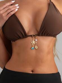 Bộ 2 mặt dây chuyền hình sao biển, sò điệp, vỏ sò, thích hợp đeo cùng dây chuyền bikini, gợi cảm, quyến rũ, phù hợp cho kỳ nghỉ biển, tiệc tùng, thường ngày, hẹn hò, lễ hội dành cho nữ. Dây chuyền bikini đa năng dành cho nữ. - Chuỗi cơ thể - Xem 3